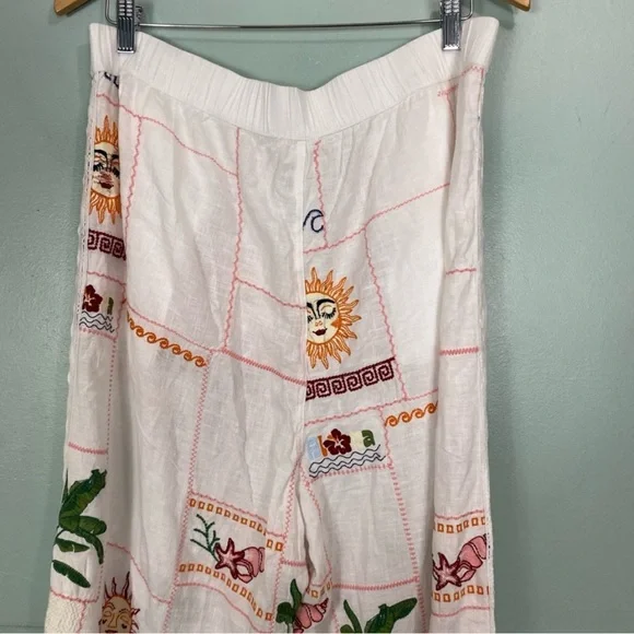 Anthropologie Pilcro Embroidered Patchwork Pants Tropical Vacation Baggy XL
